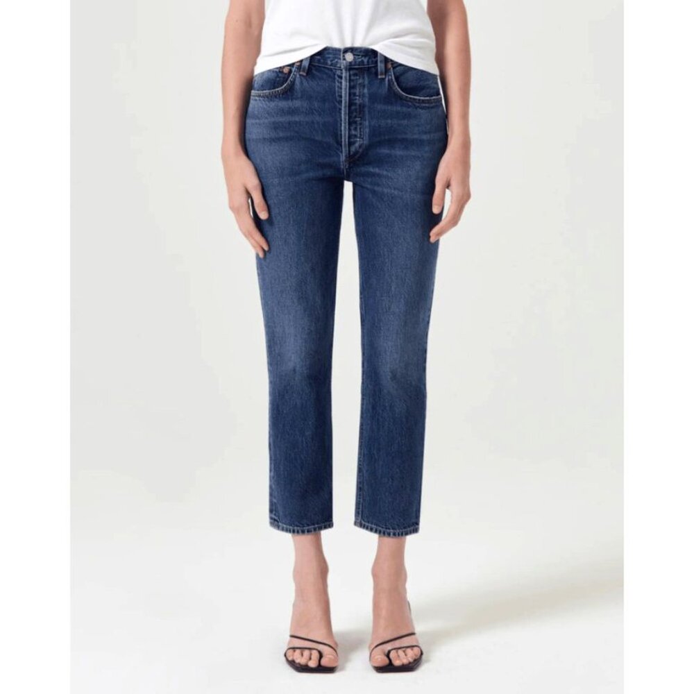 AGOLDE Riley Crop in Control Womens High-Rise Straight Leg Jeans Size 32